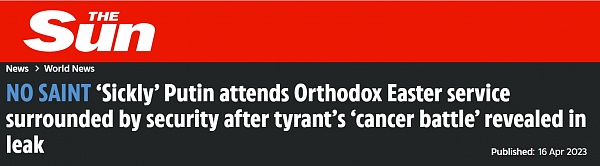 Click image for larger version

Name:	2023 MSM fail - Putin's Easter.jpg
Views:	49
Size:	115.9 KB
ID:	53043